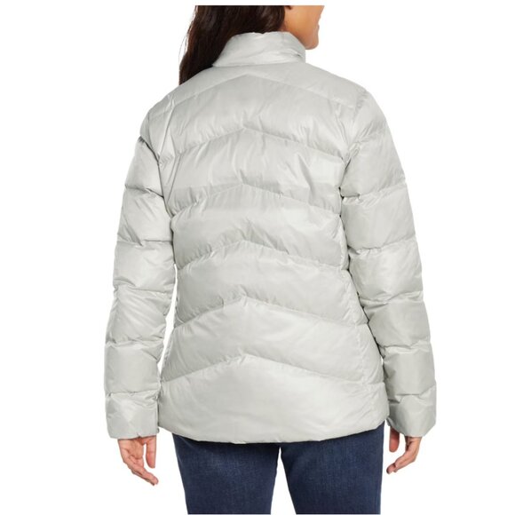 Eddie Bauer Womens Down Winter Packable Puffer Coat Lightweight LARGE Silver NWT - Picture 4 of 12